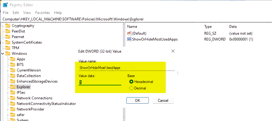 如何在Windows11“開始”菜單中隱藏或顯示最常用的應用程序？