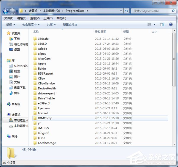 Win7系統如何查找C盤中的ProgramData文件夾？