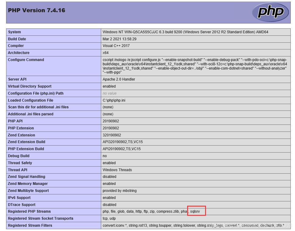 為PHP模塊添加SQL SERVER2012數(shù)據(jù)庫的步驟詳解