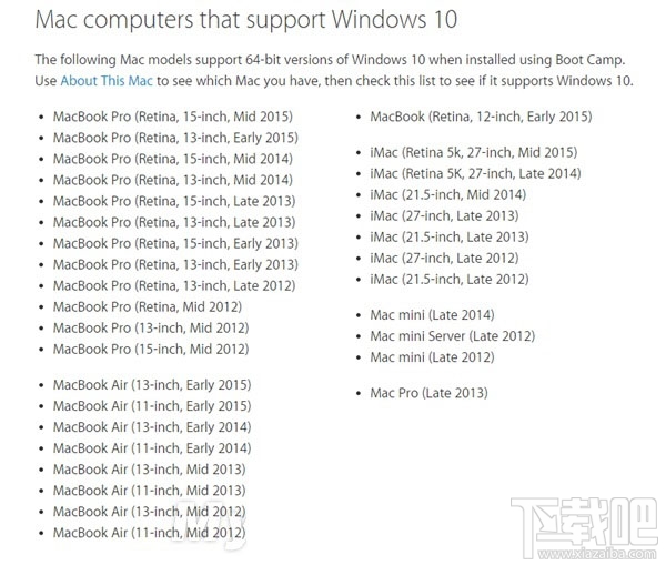 蘋果電腦支持win10嗎？蘋果電腦支持安裝windows 10系統的設備匯總介紹