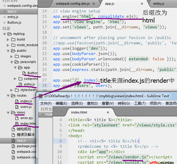 node.js - 請教學長們，用webpack服務器在開發模式下打包出來的東西怎么給express服務器用？？？