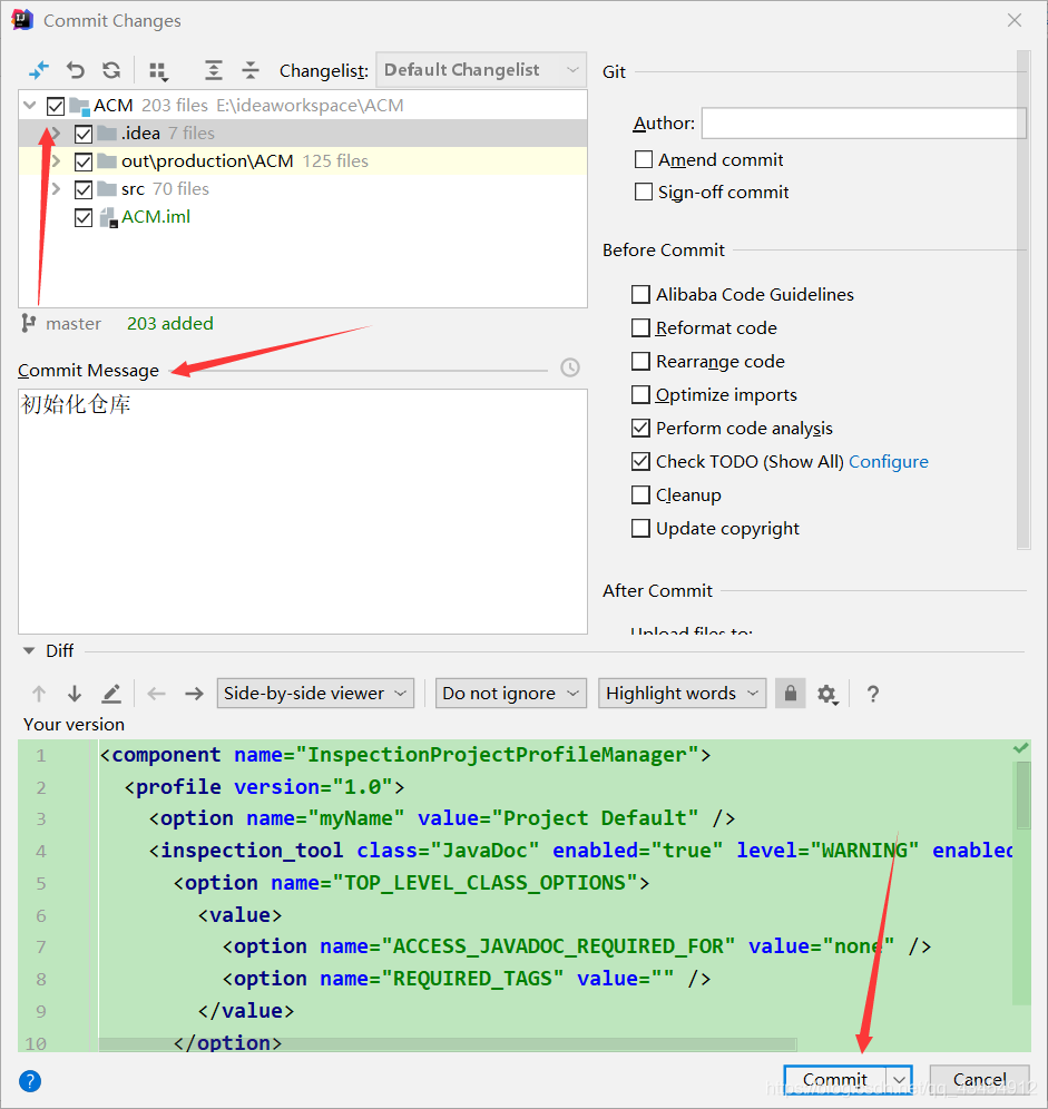 IntelliJ IDEA使用git初始化倉(cāng)庫(kù)的使用方法