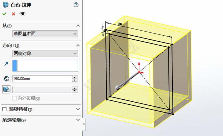 SolidWorks臺(tái)階立方體零件的做題步驟
