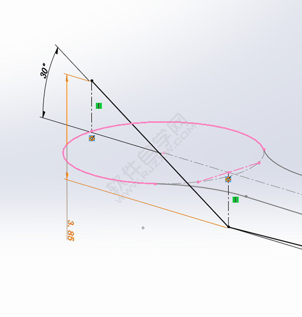 用SolidWorks畫一個(gè)夾子，用投影曲線來創(chuàng)建。