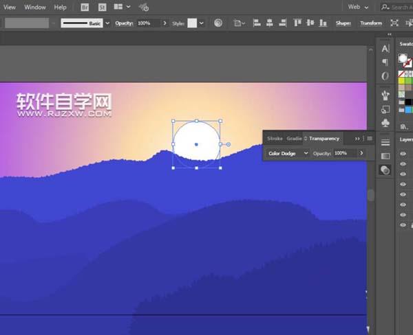 AI怎么設(shè)計(jì)夕陽西下的插畫