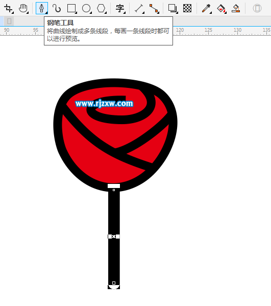 CDR鋼筆工具繪制玫瑰簡(jiǎn)筆畫(huà)