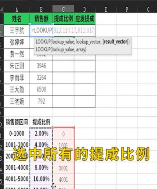 excel中l(wèi)ookup函數計算提成方法分享