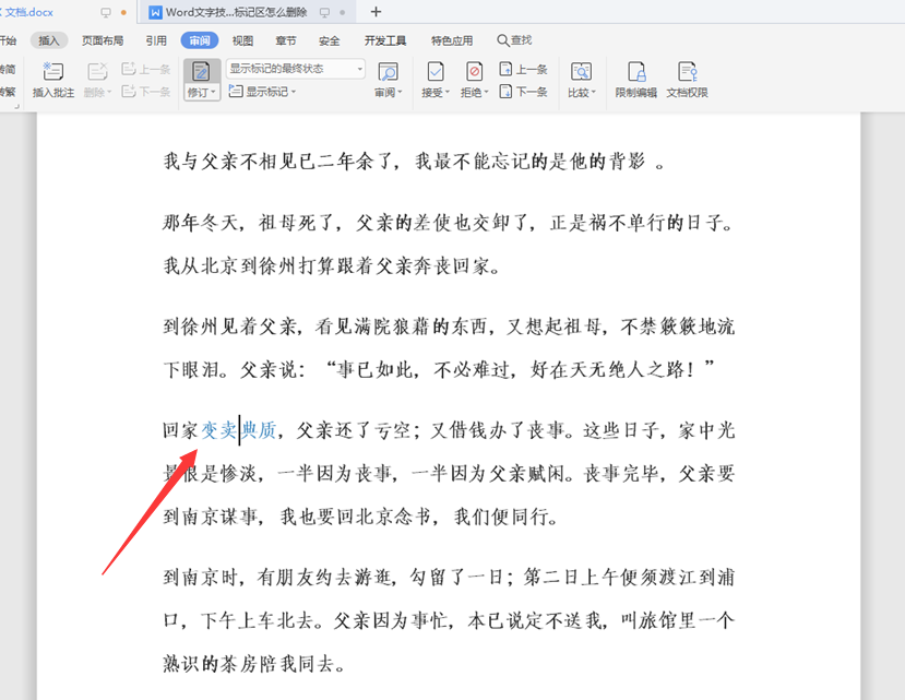 WPSWord文檔標(biāo)記區(qū)怎么刪除