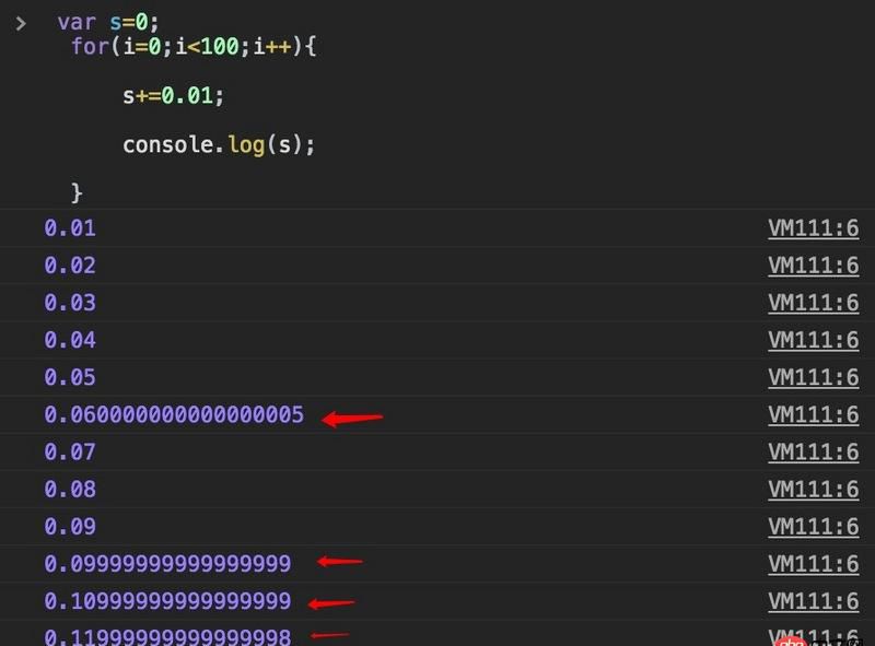 javascript - 在  for 循環(huán)中，表達(dá)式s+=0.01輸出的s為什么不是等差數(shù)列？