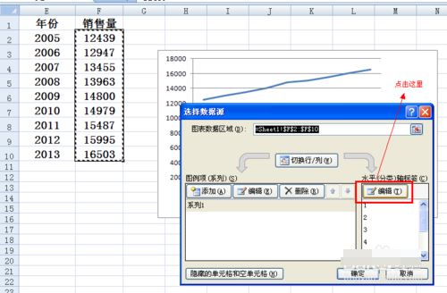 在Excel折線圖里設置橫坐標的簡單操作