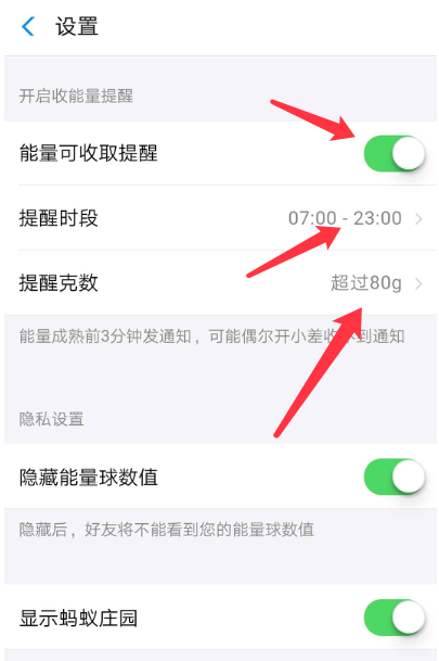 支付寶APP設(shè)置能量可收取提醒的操作教程