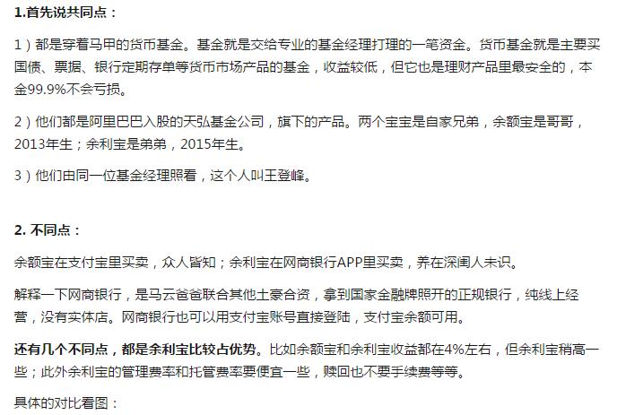 余額寶和余利寶哪個好用？余額寶和余利寶有什么區別？