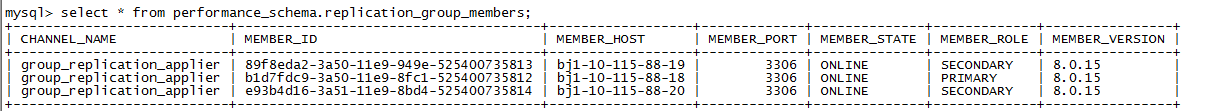 MySQL 8.0.15配置MGR單主多從的方法