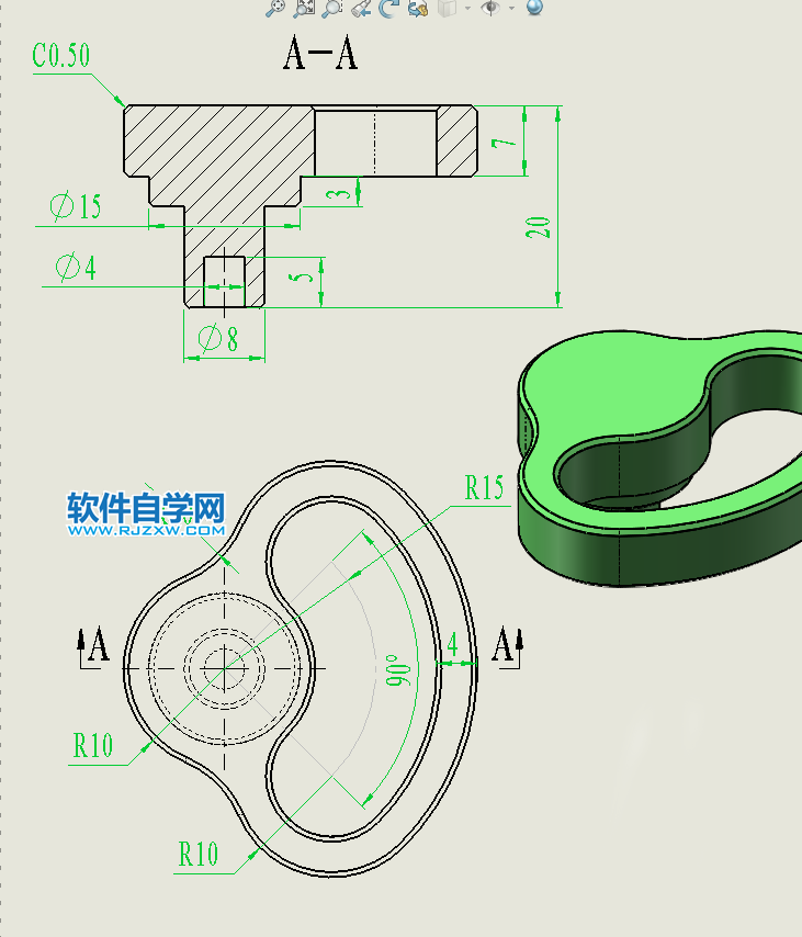 圓弧槽口凸輪機構用SolidWorks制作