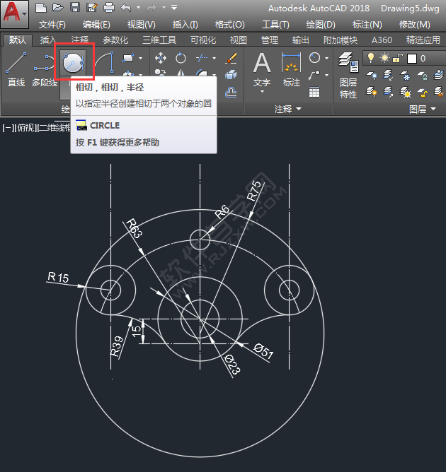 CAD用圓形工具畫圖練習(xí)