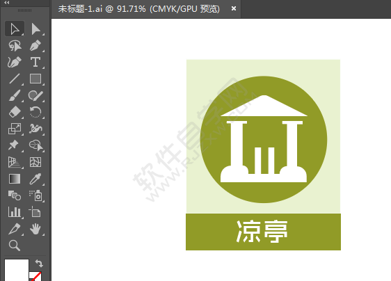 ai繪制涼亭標(biāo)識(shí)的方法